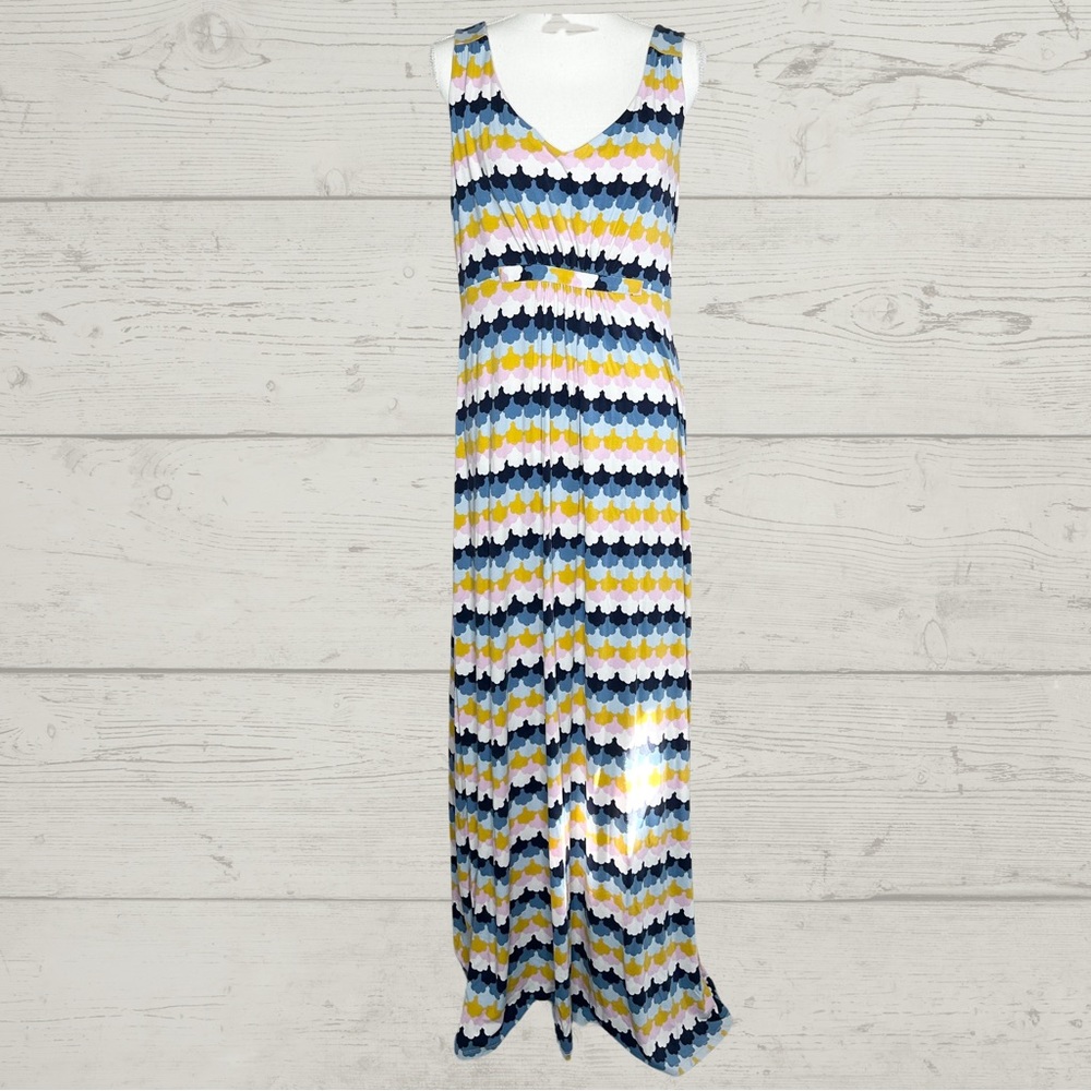 Boden • Geometric Striped Sleeveless Knit Maxi Dress 12 Tall